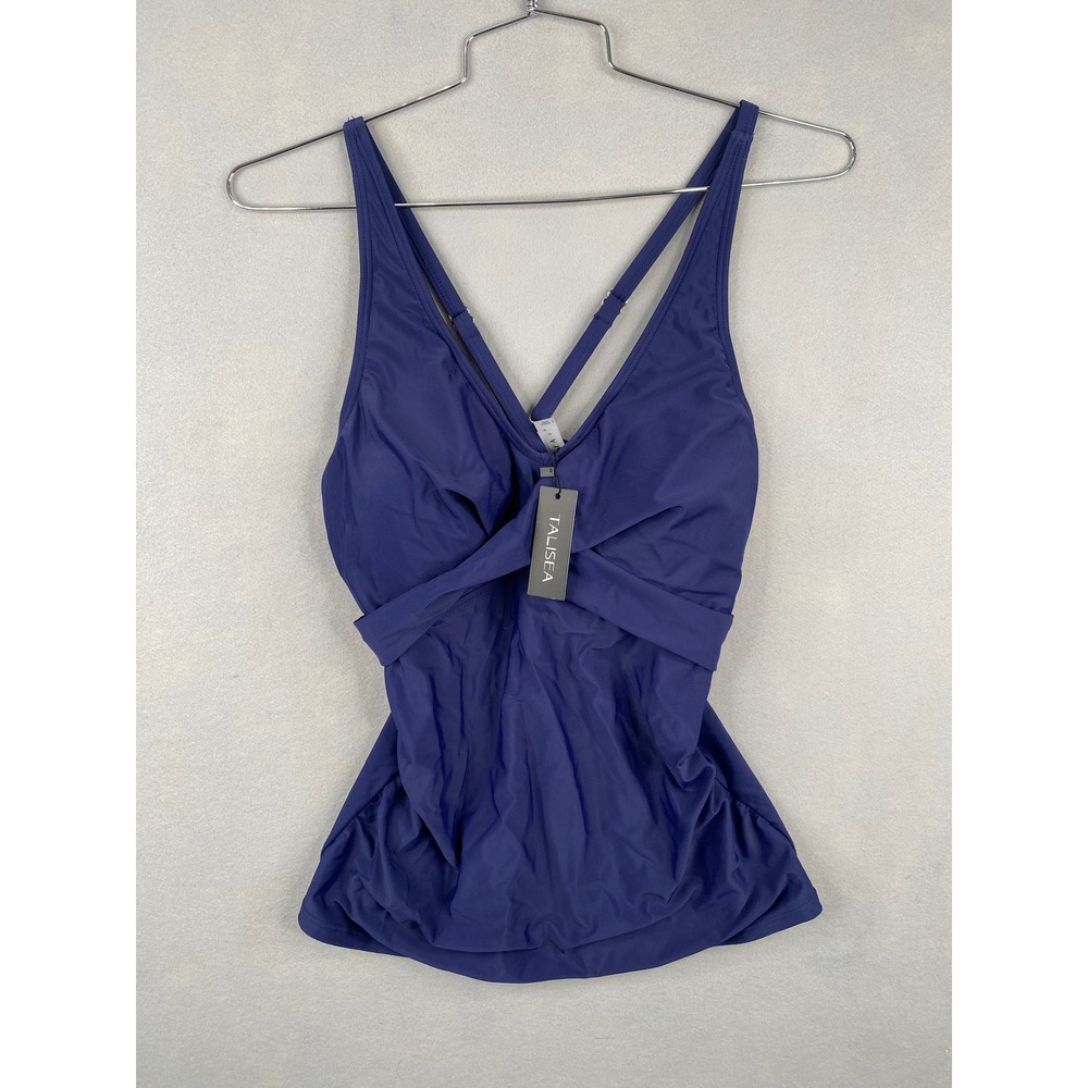 Talisea Navy Blue Twist Front Tankini Top Adjustable Straps XL NWT